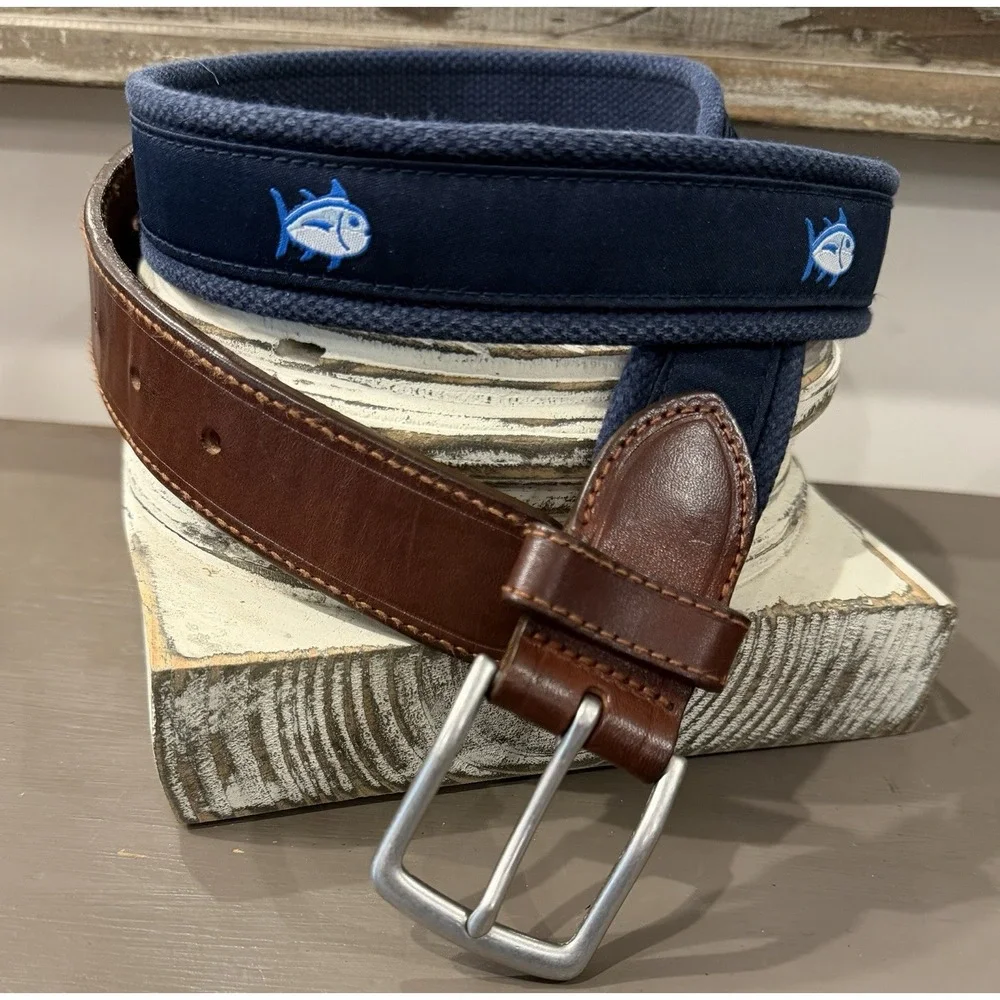 Southern Tide Skipjack Canvas Belt - Size 38 Navy Blue